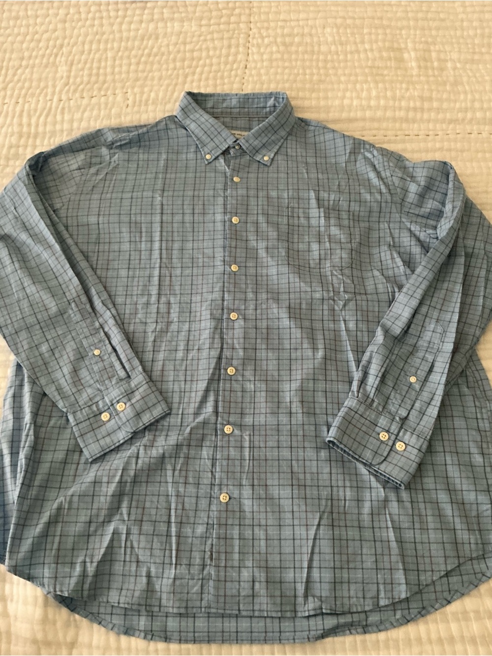 Peter Millar Blue Plaid Button-Down Dress Shirt